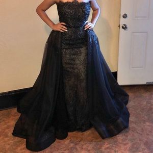 custom black beaded prom dress for sale.